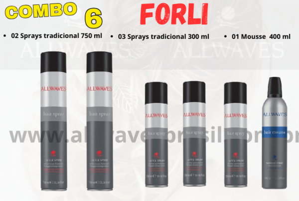 KIT FORLI - 02 sprays tradicional de 750 ml + 03 sprays tradicional de 300 ml + 01 mousse modelador