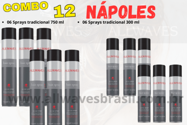 KIT NÁPOLES - 06 sprays tradicional de 750 ml e 06 sprays de 300 ml